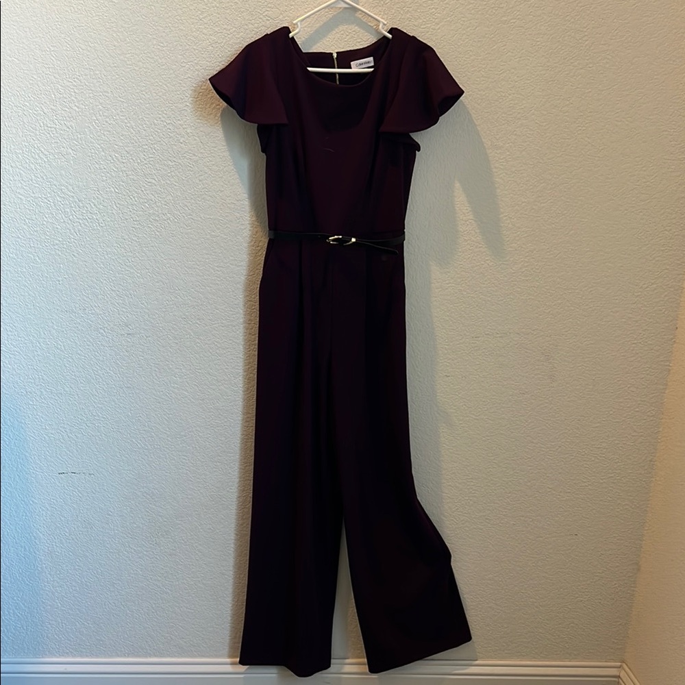 Elegant Purple Jumpsuit with Belt
